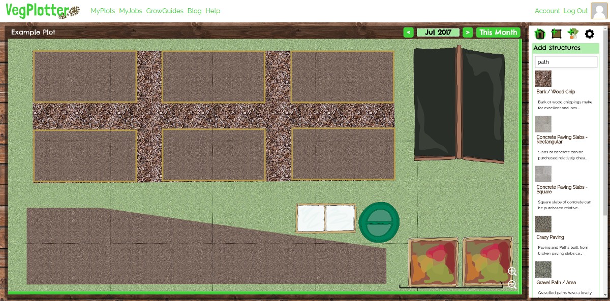 Adding paths, patios and decking to our free allotment and garden planning tool is easy