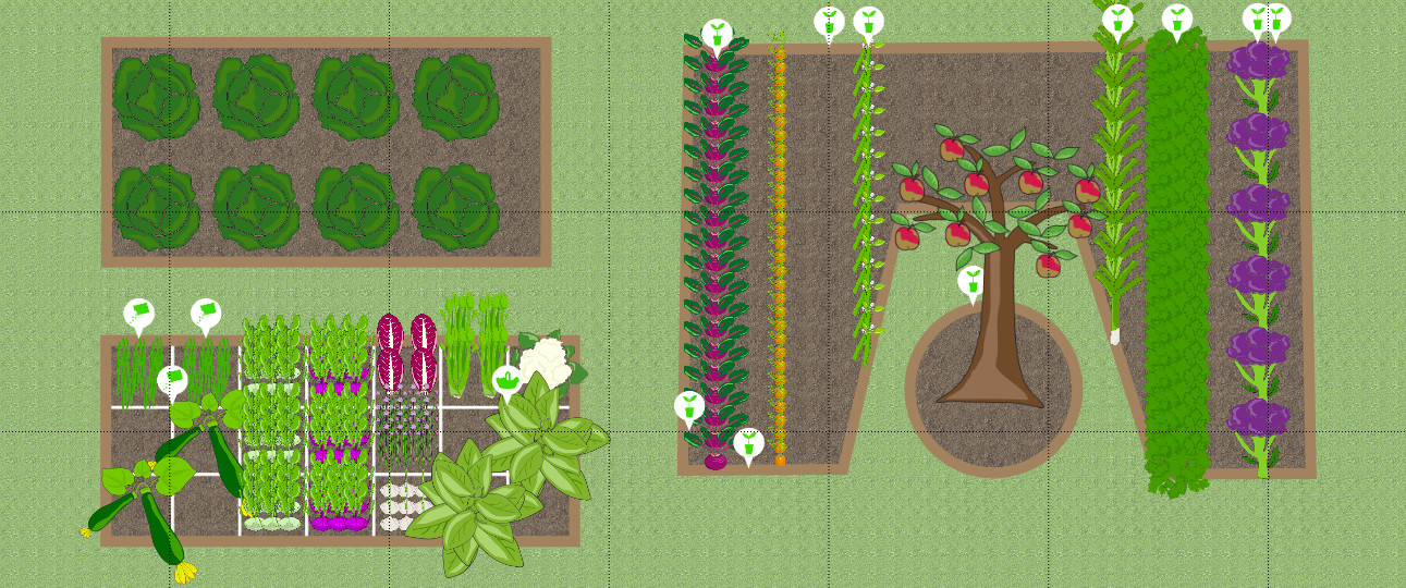 Adding plants and other items to you vegetable garden plan couldn't be easier