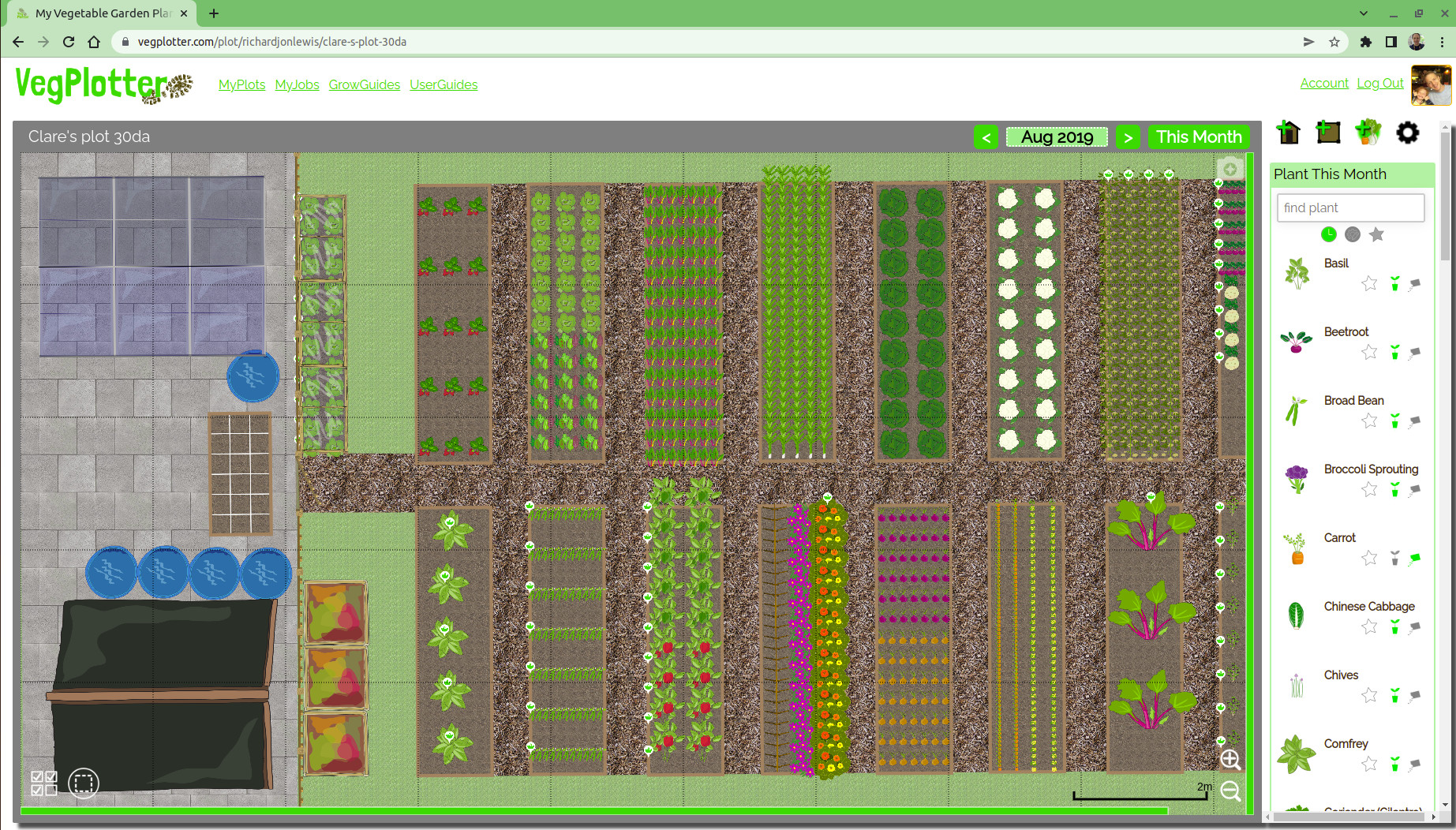 Example School Garden design built in VegPlotter's free garden planning software