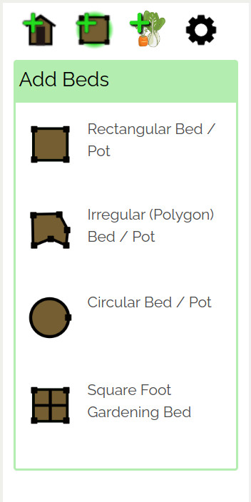 Screenshot of the add beds menu