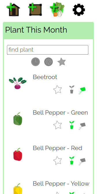 screenshot showing add new plants panel
