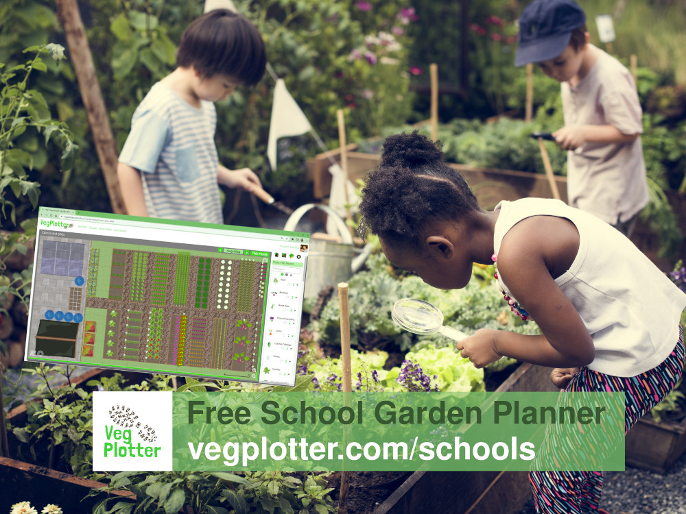 children creating a school garden using VegPlotters free school garden planner
